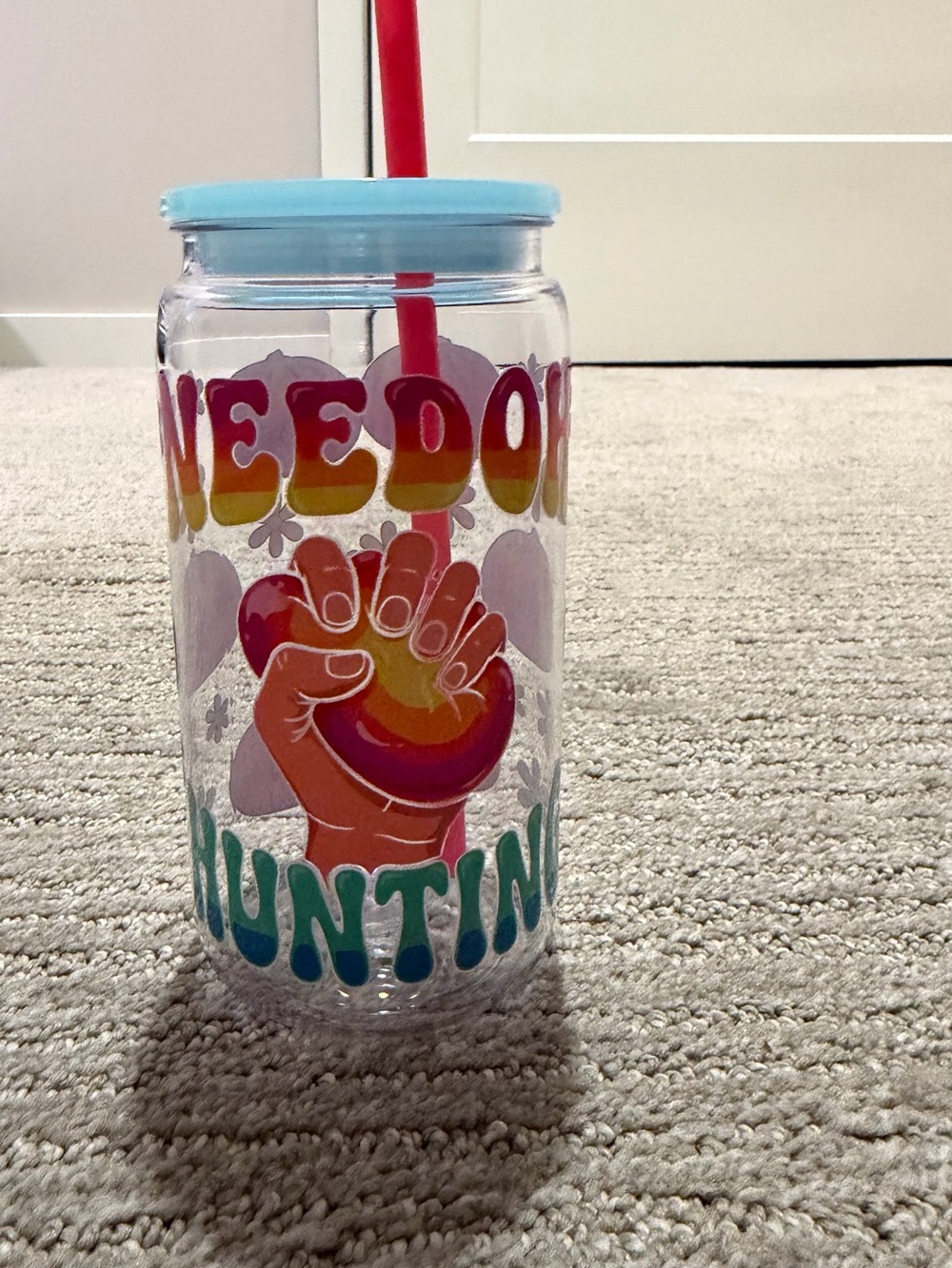 NeeDoh Huntin' Clear Tumbler Cup with Lid and Straw